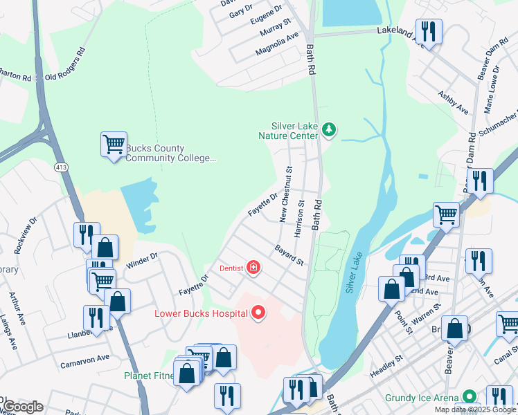 map of restaurants, bars, coffee shops, grocery stores, and more near 4503 Fayette Drive in Bristol