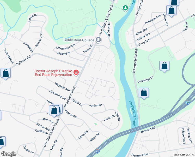 map of restaurants, bars, coffee shops, grocery stores, and more near 339 North Mount Vernon Circle in Bensalem
