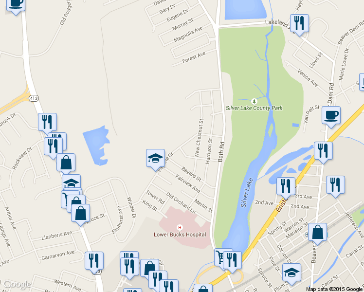 map of restaurants, bars, coffee shops, grocery stores, and more near 4510 Fayette Drive in Bristol