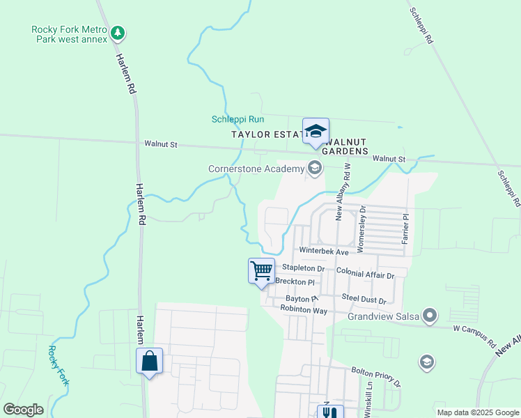 map of restaurants, bars, coffee shops, grocery stores, and more near 6213 Home Park Drive in New Albany