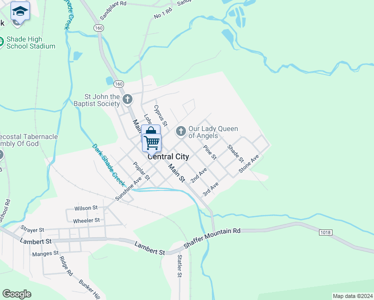 map of restaurants, bars, coffee shops, grocery stores, and more near 529 Oak Street in Central City