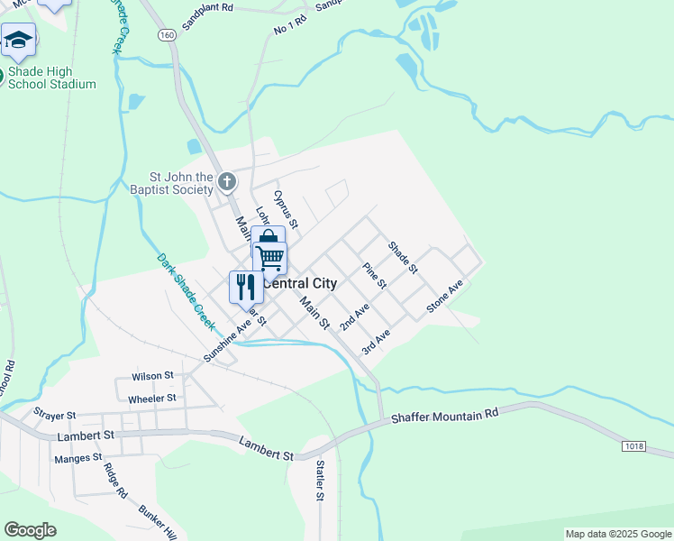 map of restaurants, bars, coffee shops, grocery stores, and more near 529 Oak Street in Central City