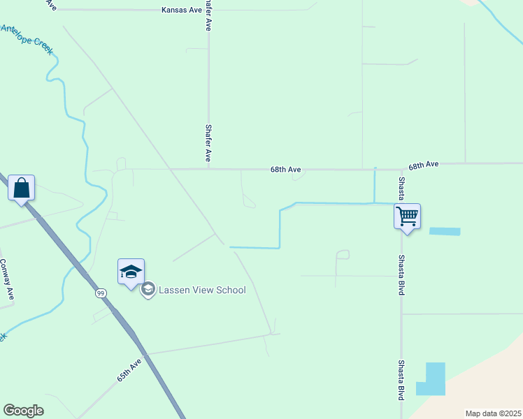 map of restaurants, bars, coffee shops, grocery stores, and more near 25179 68th Avenue in Los Molinos