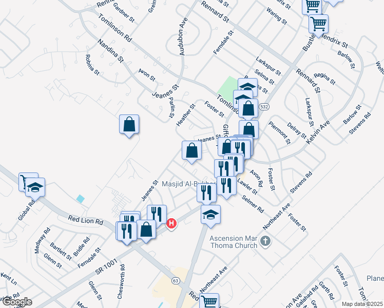 map of restaurants, bars, coffee shops, grocery stores, and more near 617 Parlin St in Philadelphia