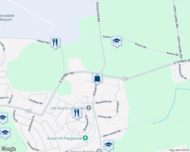 map of restaurants, bars, coffee shops, grocery stores, and more near 680 East Oregon Road in Lititz
