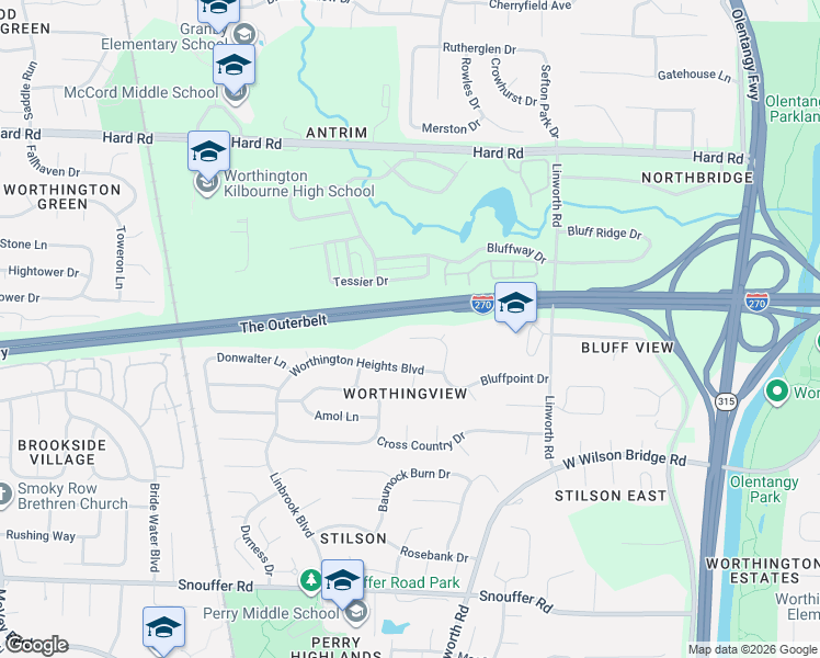 map of restaurants, bars, coffee shops, grocery stores, and more near 7164 Bluffstream Court in Columbus