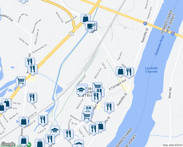 map of restaurants, bars, coffee shops, grocery stores, and more near 333 McKinley Street in Bristol