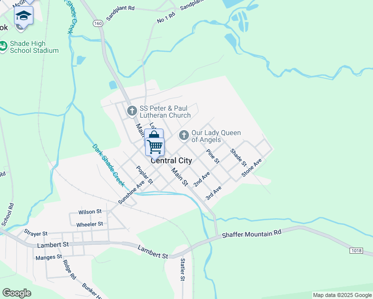 map of restaurants, bars, coffee shops, grocery stores, and more near Oak Street in Central City