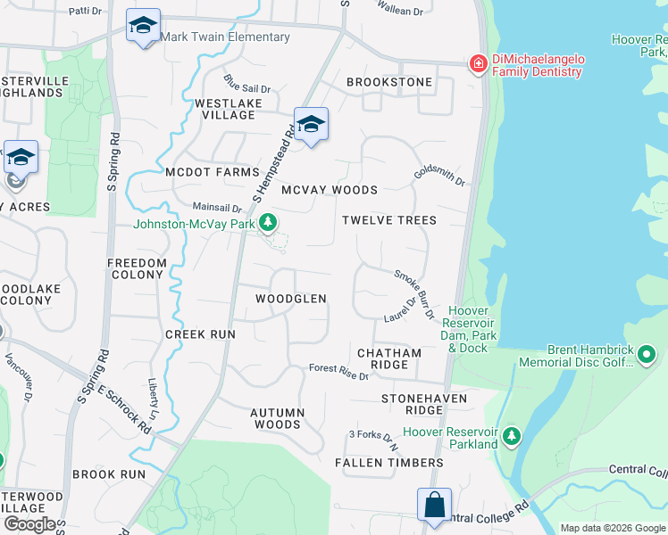 map of restaurants, bars, coffee shops, grocery stores, and more near 479 Deer Run Court in Westerville