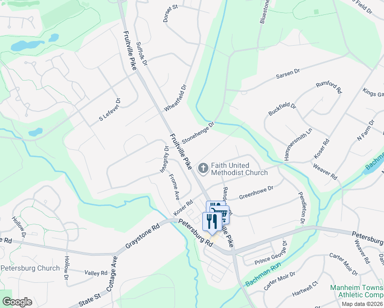 map of restaurants, bars, coffee shops, grocery stores, and more near 1248 Fruitville Pike in Lititz