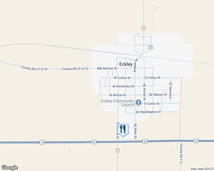 map of restaurants, bars, coffee shops, grocery stores, and more near 405 West Hendricks Street in Eckley
