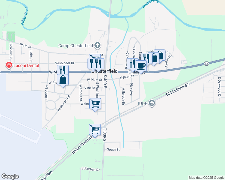 map of restaurants, bars, coffee shops, grocery stores, and more near 206 Cade Drive in Anderson