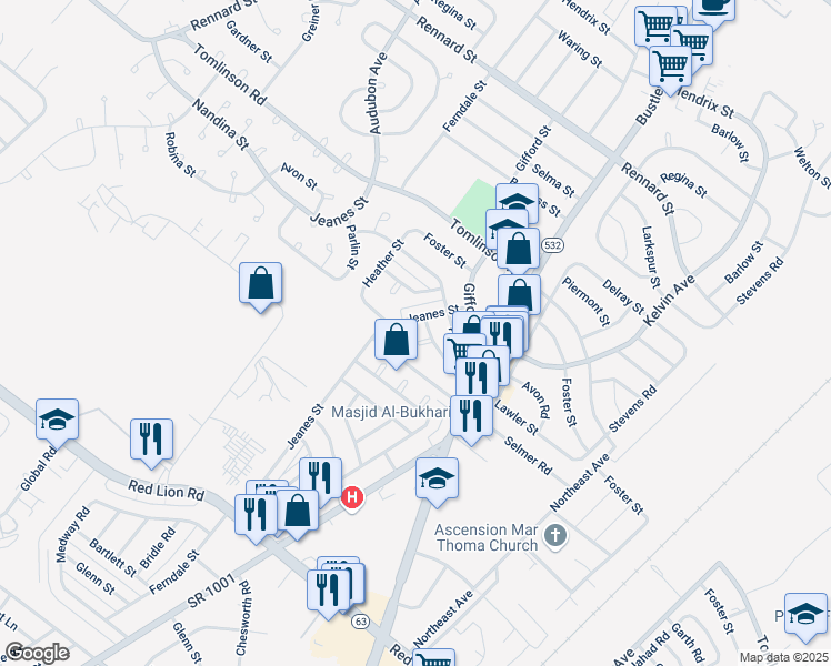 map of restaurants, bars, coffee shops, grocery stores, and more near 609 Lawler Street in Philadelphia
