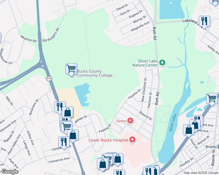 map of restaurants, bars, coffee shops, grocery stores, and more near 4201 Fayette Drive in Bristol