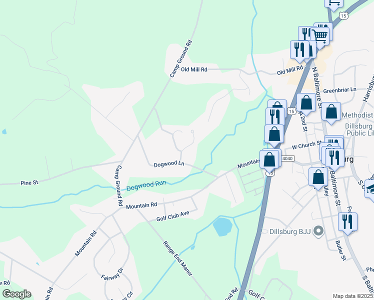 map of restaurants, bars, coffee shops, grocery stores, and more near 4 Dogwood Terrace in Dillsburg