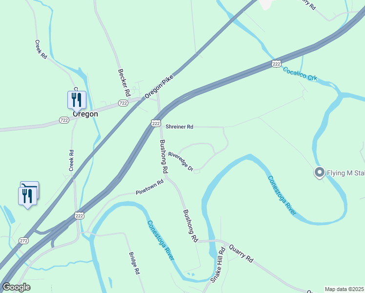 map of restaurants, bars, coffee shops, grocery stores, and more near 121 Skymeadow Lane in Lancaster County