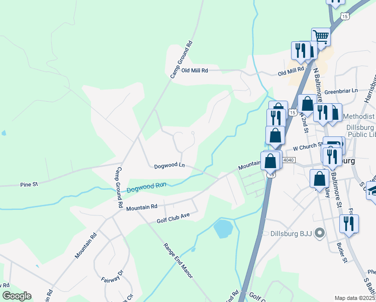 map of restaurants, bars, coffee shops, grocery stores, and more near 4 Dogwood Terrace in Dillsburg
