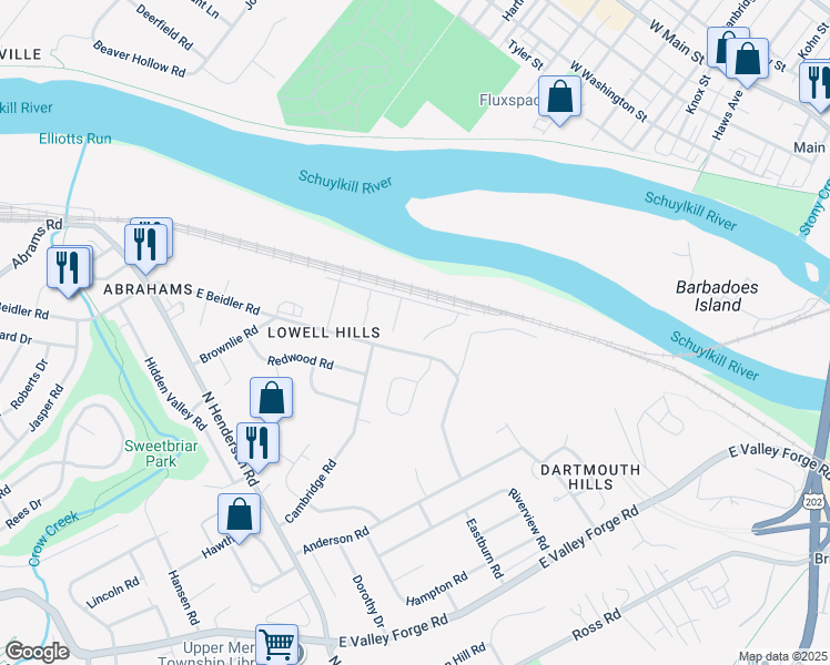 map of restaurants, bars, coffee shops, grocery stores, and more near 603 Nantucket Circle in King of Prussia