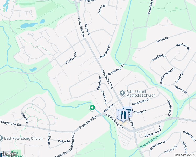 map of restaurants, bars, coffee shops, grocery stores, and more near 601 Integrity Drive in Lititz