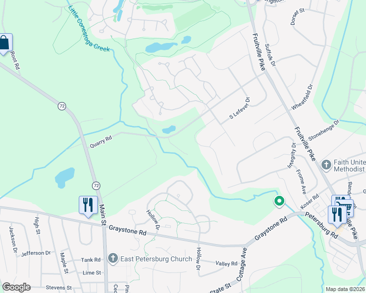 map of restaurants, bars, coffee shops, grocery stores, and more near 914 Meadowbreeze Lane in Lititz