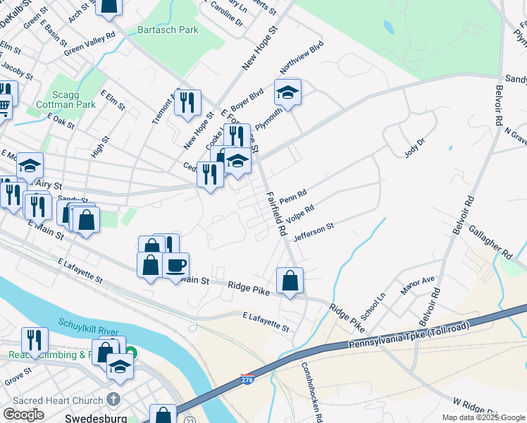 map of restaurants, bars, coffee shops, grocery stores, and more near 349 Chilton Court in Plymouth Meeting