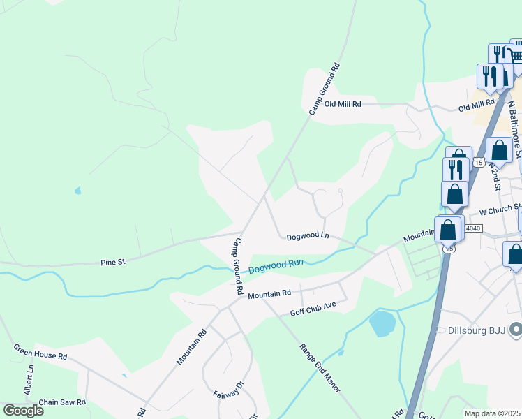 map of restaurants, bars, coffee shops, grocery stores, and more near 52 Camp Ground Road in Dillsburg