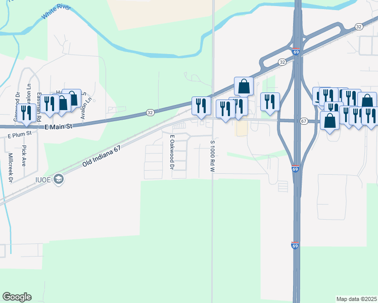 map of restaurants, bars, coffee shops, grocery stores, and more near 425 North 500 East in Chesterfield