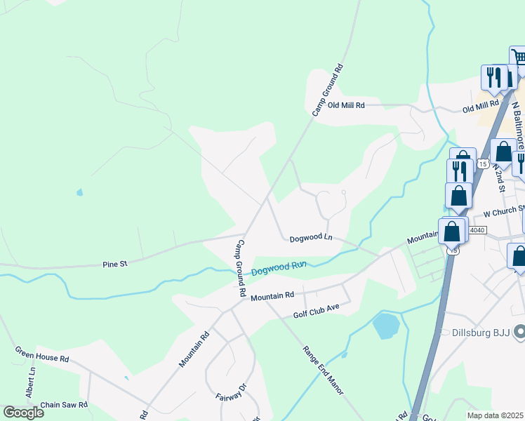 map of restaurants, bars, coffee shops, grocery stores, and more near 52 Camp Ground Road in Dillsburg