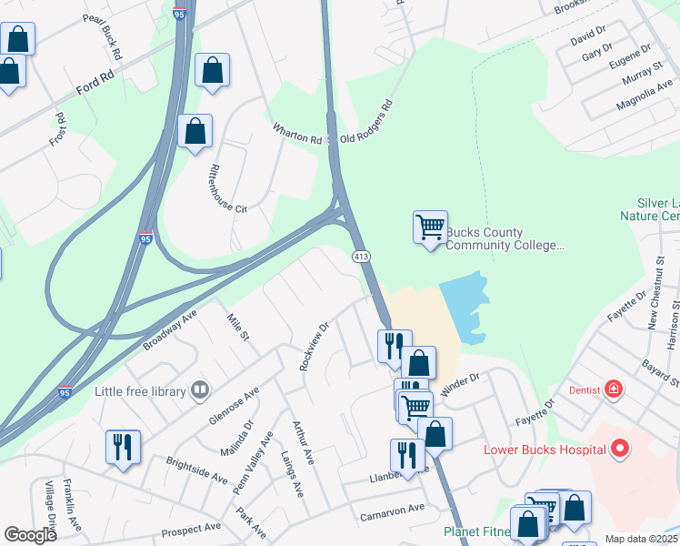 map of restaurants, bars, coffee shops, grocery stores, and more near Saybrook Drive in Bristol