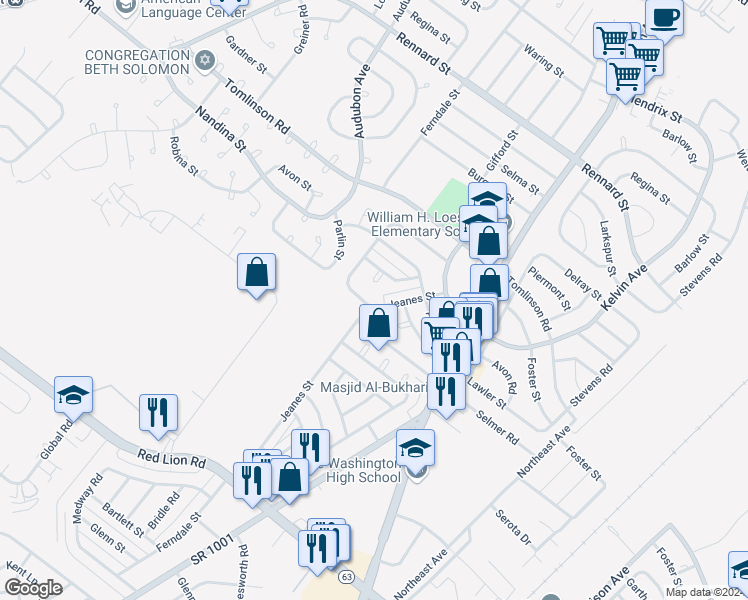 map of restaurants, bars, coffee shops, grocery stores, and more near 523 Parlin Street in Philadelphia