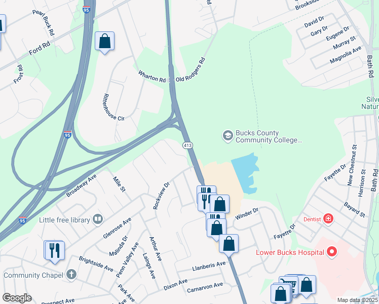 map of restaurants, bars, coffee shops, grocery stores, and more near 3605 Rockview Drive in Bristol