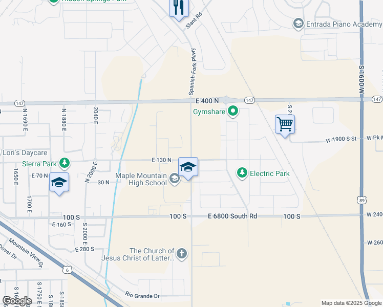 map of restaurants, bars, coffee shops, grocery stores, and more near Spanish Fork Parkway in Spanish Fork