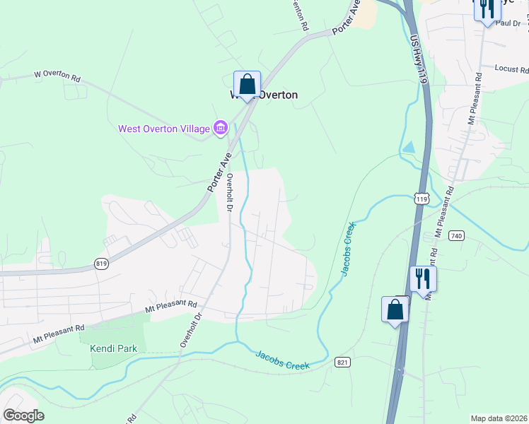 map of restaurants, bars, coffee shops, grocery stores, and more near 1023 Fayette Avenue in Scottdale