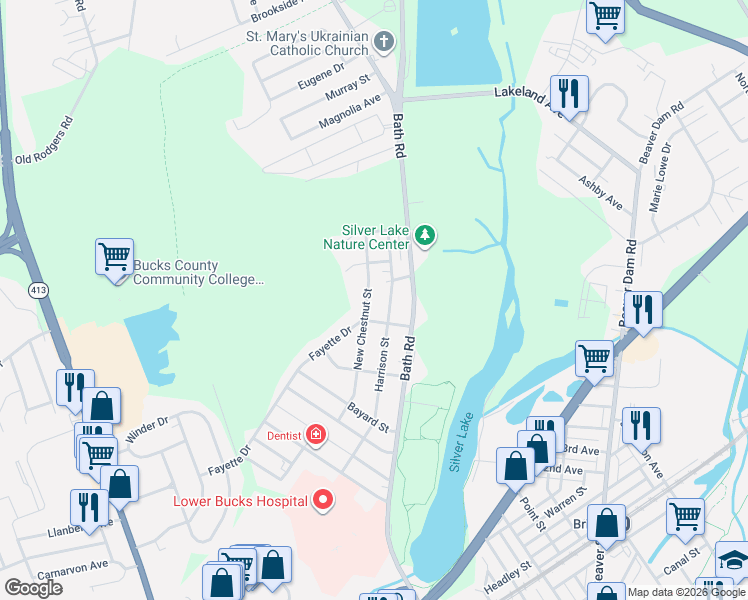 map of restaurants, bars, coffee shops, grocery stores, and more near 4703 Fayette Drive in Bristol
