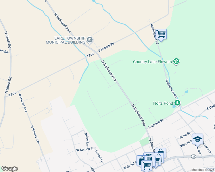 map of restaurants, bars, coffee shops, grocery stores, and more near 1 Glen Mar Avenue in New Holland