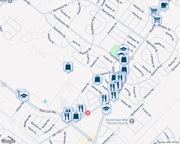 map of restaurants, bars, coffee shops, grocery stores, and more near 512 Parlin Street in Philadelphia