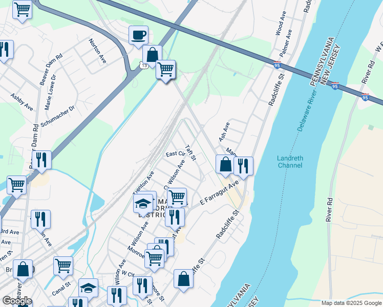 map of restaurants, bars, coffee shops, grocery stores, and more near 287 Taft Street in Bristol