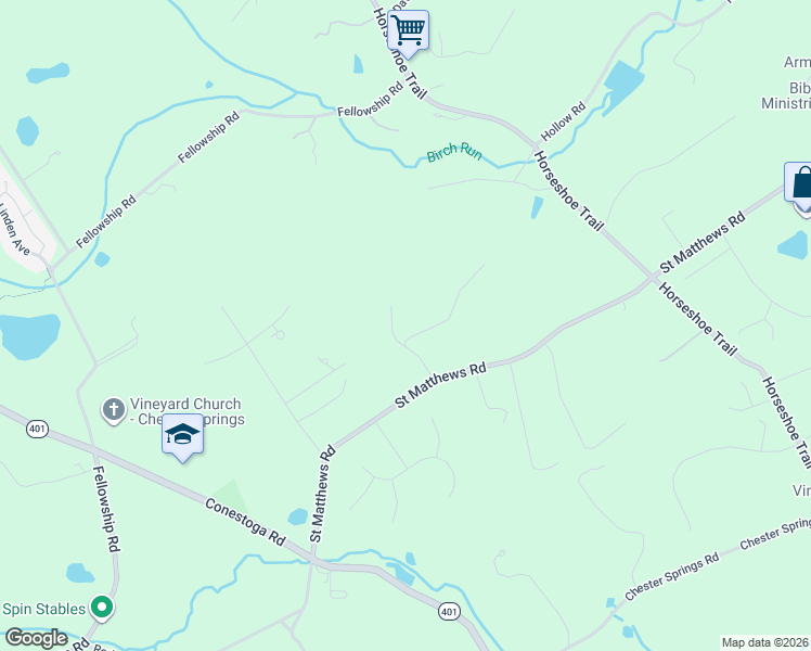 map of restaurants, bars, coffee shops, grocery stores, and more near 29 Mill Road in Chester Springs