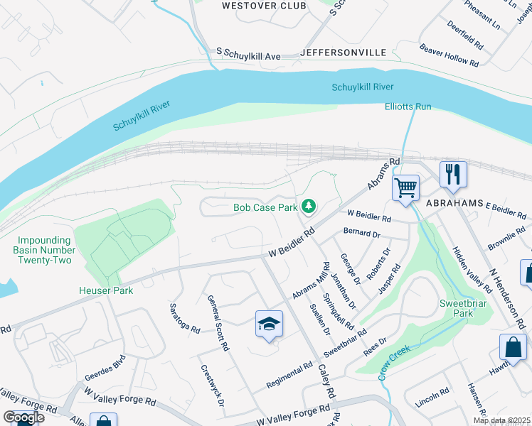 map of restaurants, bars, coffee shops, grocery stores, and more near 310 Glenn Rose Boulevard in King of Prussia