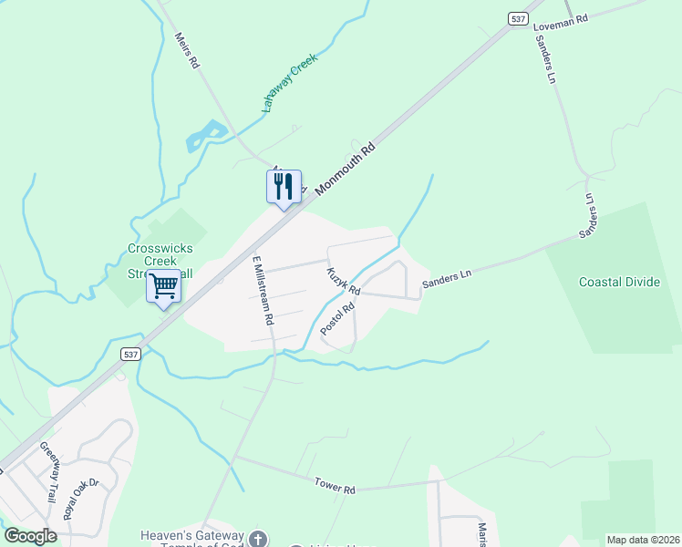 map of restaurants, bars, coffee shops, grocery stores, and more near 19 Kuzyk Road in Plumsted