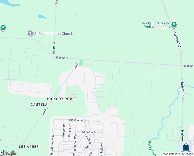 map of restaurants, bars, coffee shops, grocery stores, and more near 5143 Walnut Street in Westerville