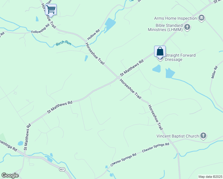 map of restaurants, bars, coffee shops, grocery stores, and more near 972 Saint Matthews Road in Chester Springs