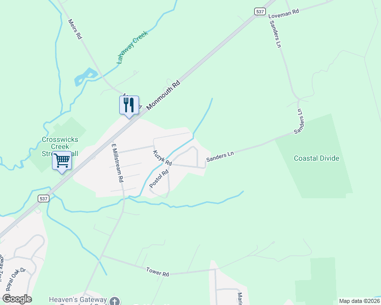 map of restaurants, bars, coffee shops, grocery stores, and more near 1 Stoyk Road in Plumsted