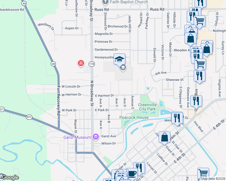 map of restaurants, bars, coffee shops, grocery stores, and more near 110 Meadow Lane in Greenville
