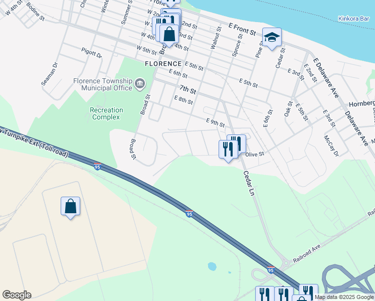 map of restaurants, bars, coffee shops, grocery stores, and more near 4 Florence Tollgate in Florence