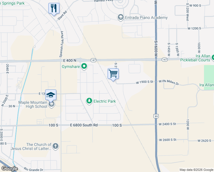 map of restaurants, bars, coffee shops, grocery stores, and more near 178 Maple Bend Drive in Springville