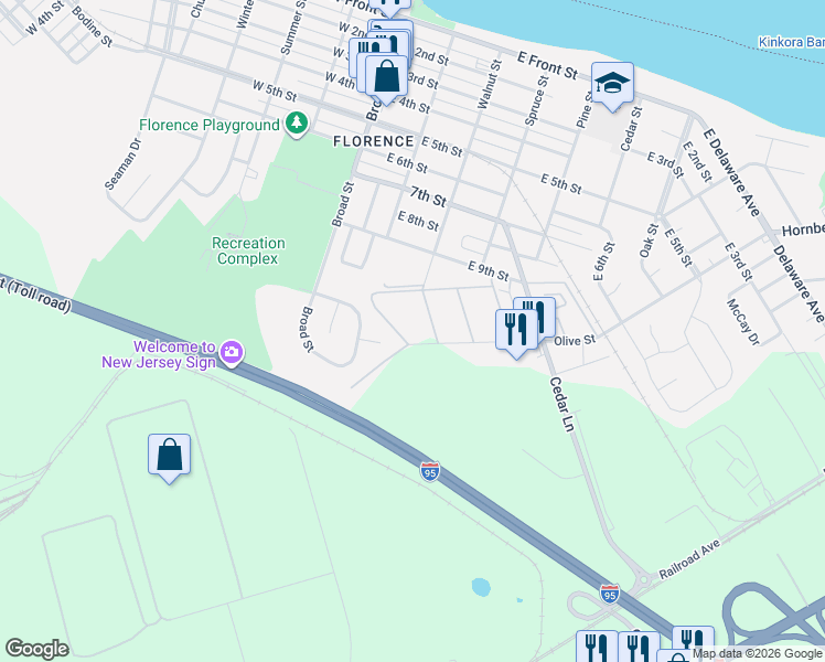 map of restaurants, bars, coffee shops, grocery stores, and more near 4 Florence Tollgate in Florence