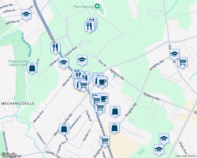 map of restaurants, bars, coffee shops, grocery stores, and more near 3056 Mechanicsville Road in Bensalem