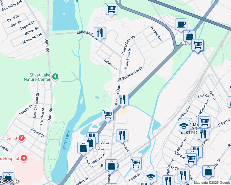 map of restaurants, bars, coffee shops, grocery stores, and more near 4901 Beaver Dam Road in Bristol