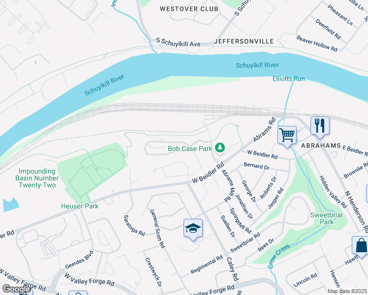 map of restaurants, bars, coffee shops, grocery stores, and more near 473 Glenn Rose Circle in King of Prussia